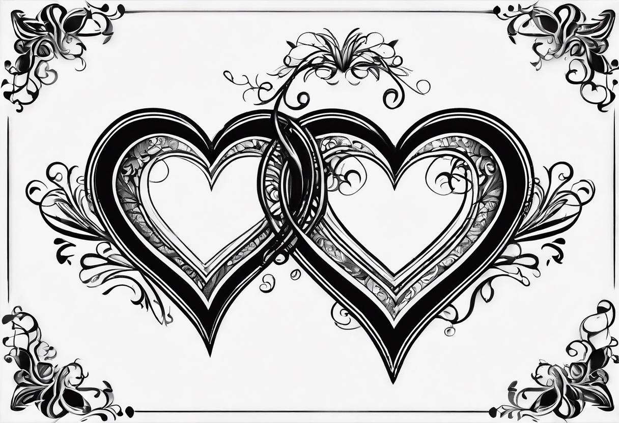 2 small hearts going down by one line with the names Tony and Isabella on the inner sides ot the hearts tattoo idea