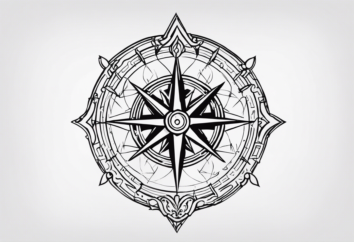 the viking compass with heart of hunger tattoo idea