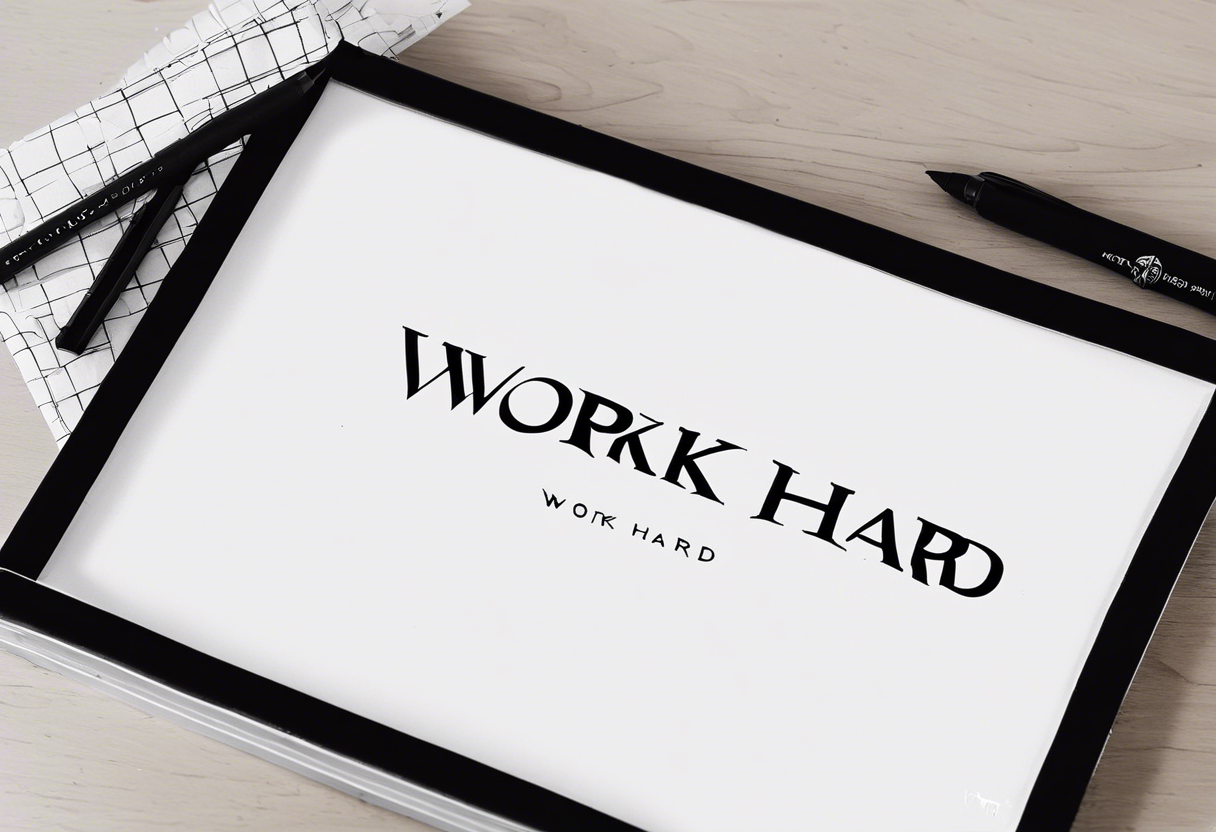 I want a painting style tattoo with the letters "work hard" and "play hard". tattoo idea