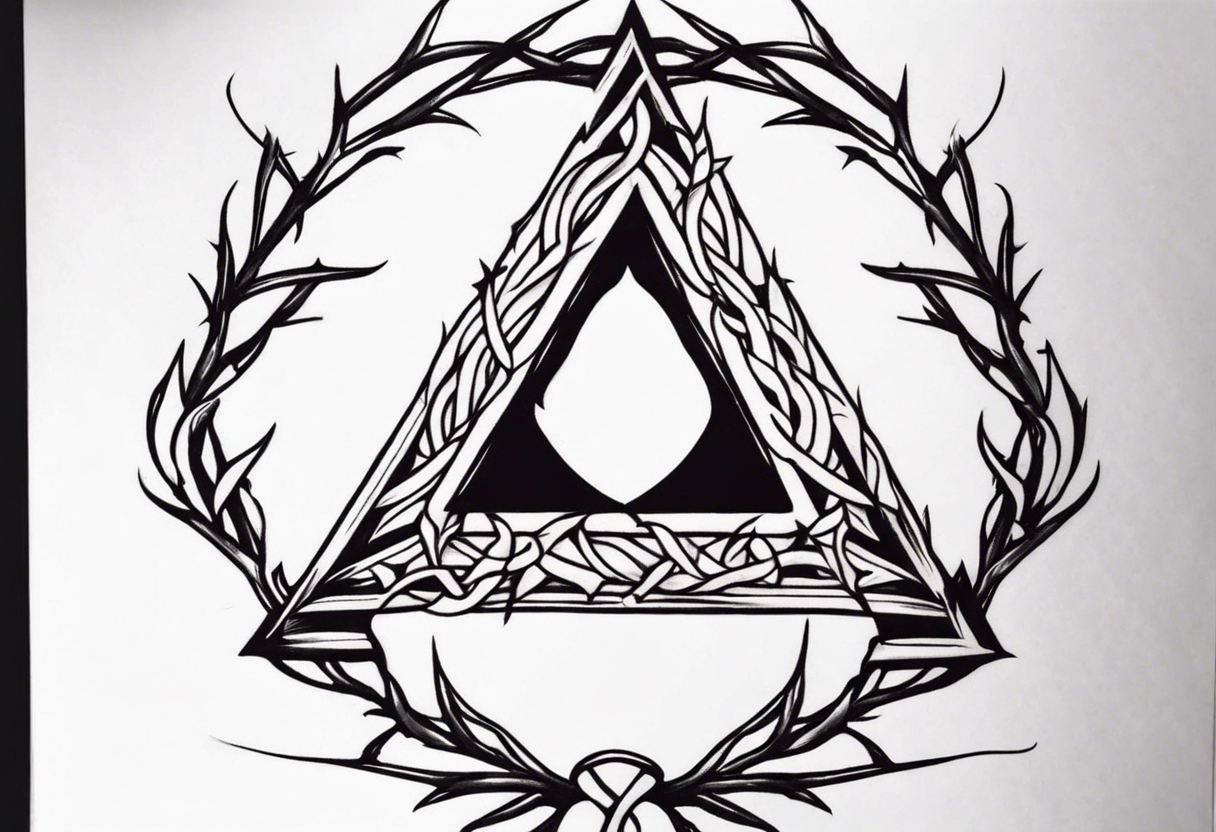 simple letter delta inside a crown of thorns tattoo idea