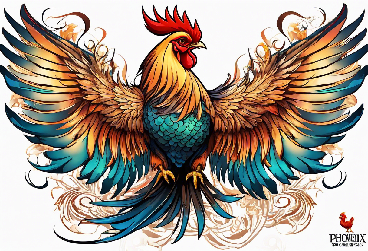 Red and Green Phoenix Bird Temporary Tattoos| WannaBeInk.com