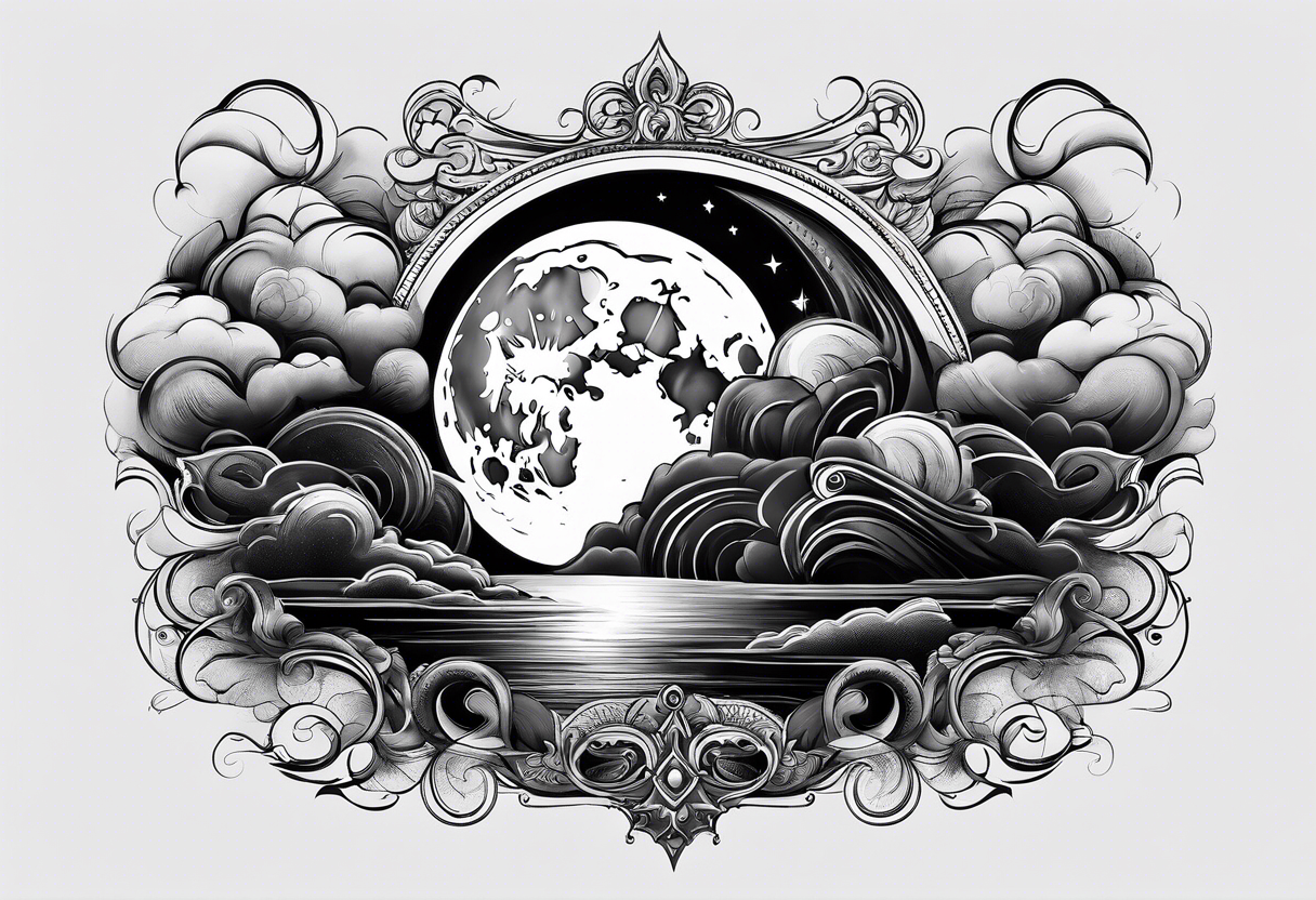 Moon blowing smoke tattoo idea