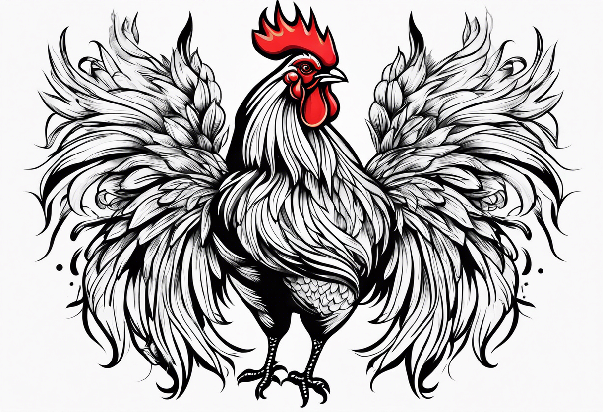 traditional style rooster flash tattoo idea