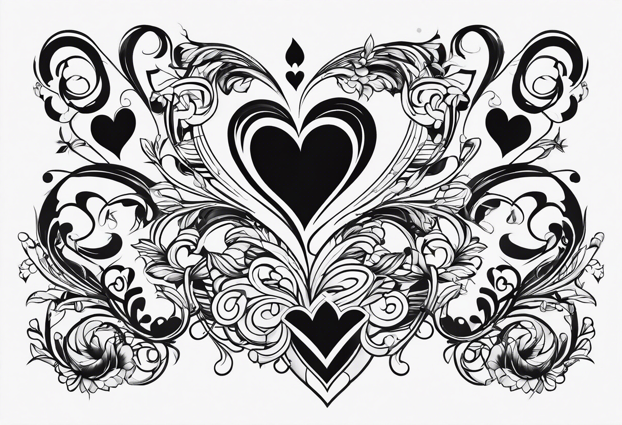 small black line hearts tattoo idea