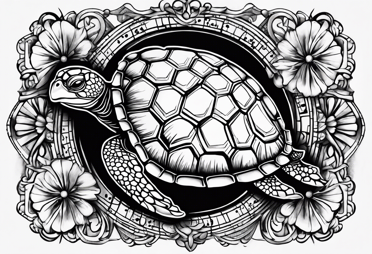 Turtle with the circle of fifths on its shell tattoo idea