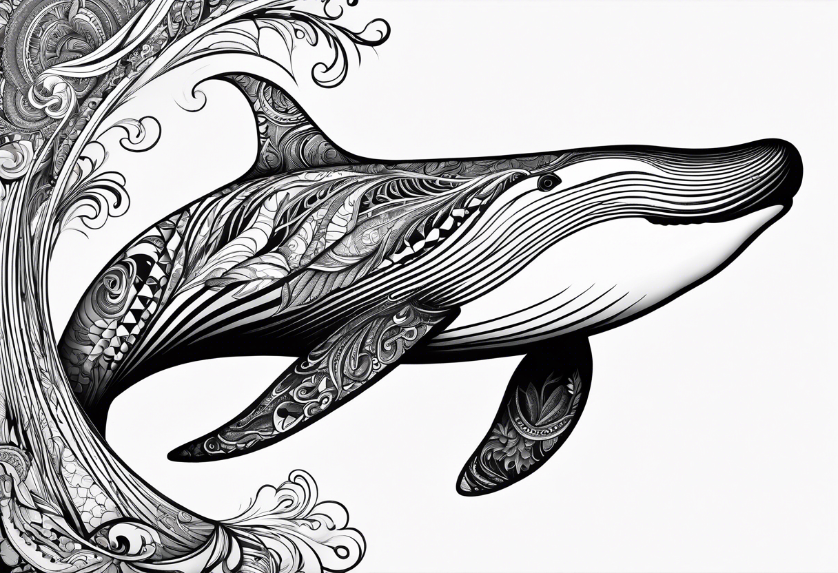 Hawaiian whale breaching paisley tattoo idea