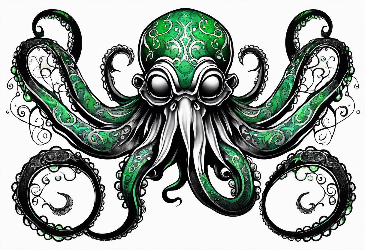 Electric octopus peaceful green gargoyle tattoo idea