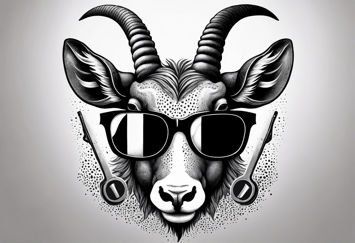 capricorn with sunglasses and shotgun tattoo idea