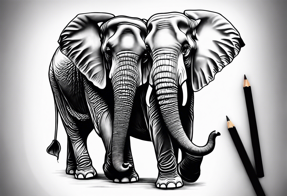 One elephant holding another elephant by a string tattoo idea