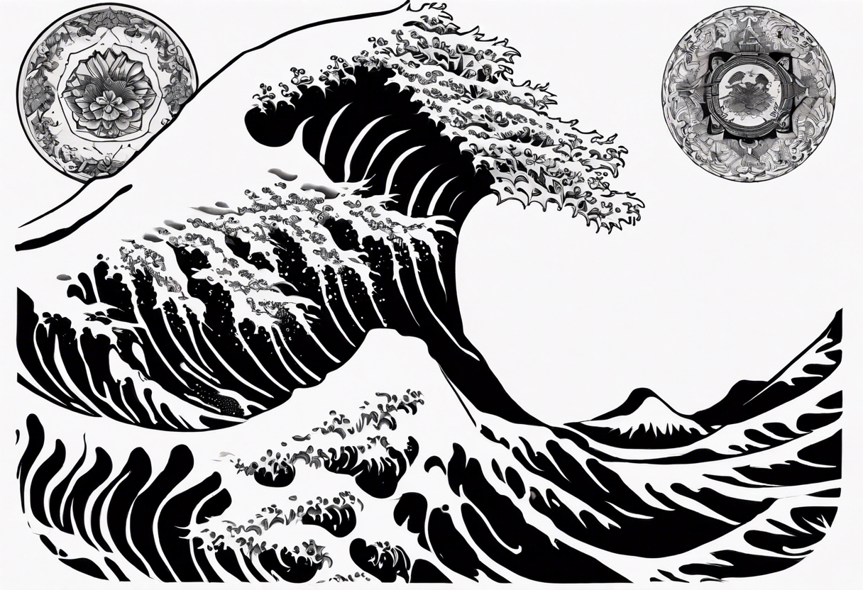 The great wave off kanagawa mixed with a mandala design tattoo idea