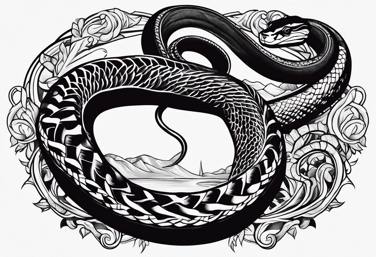 Black mamba symbol with black mamba snake wrapped around tattoo idea