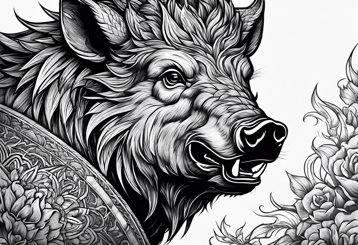 face angry boar tattoo idea