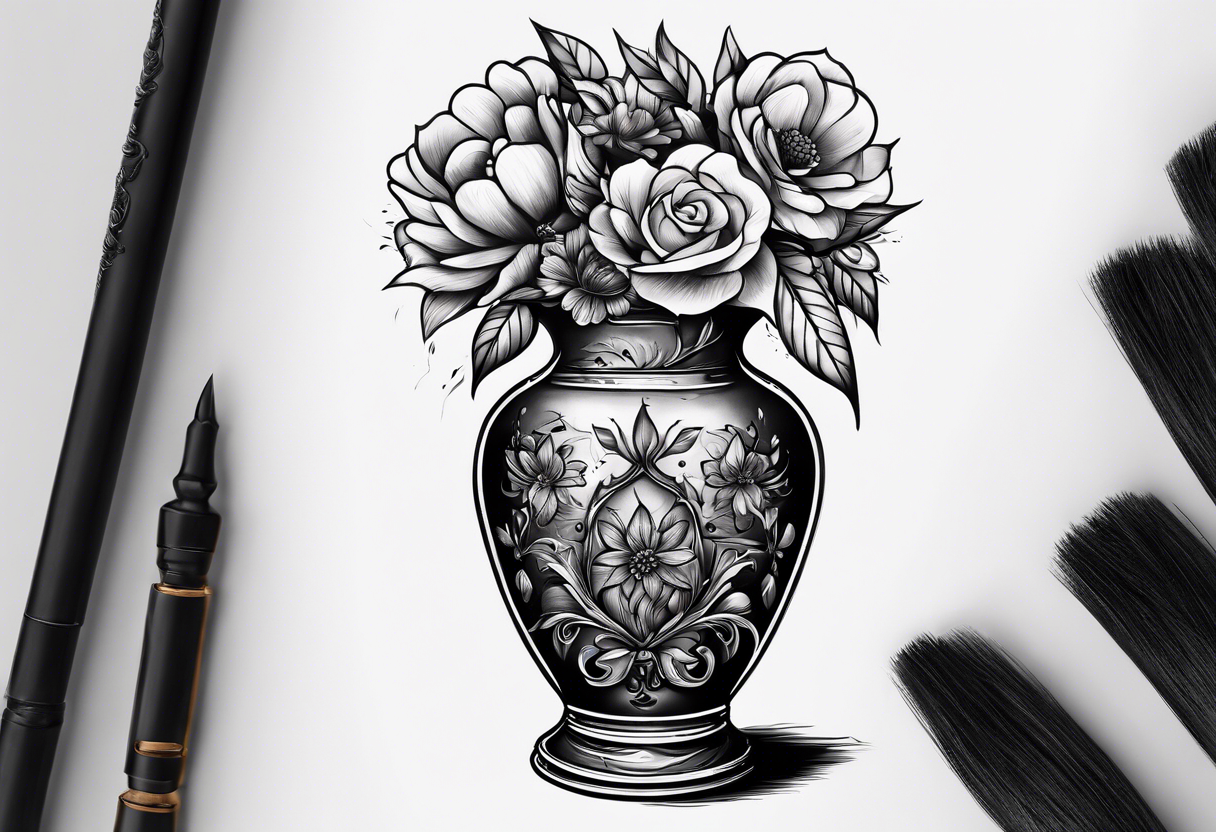 dead flower in a vase tattoo idea