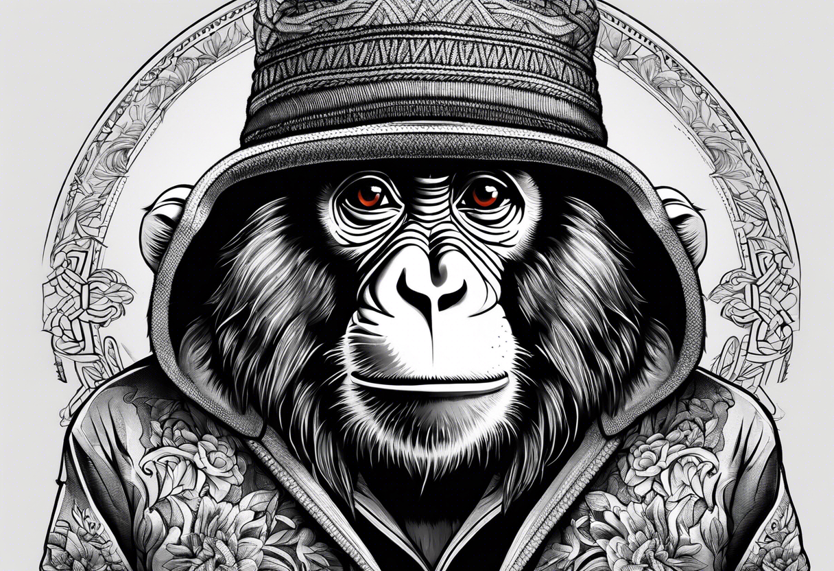 Monkey with a sweater and hat tattoo idea