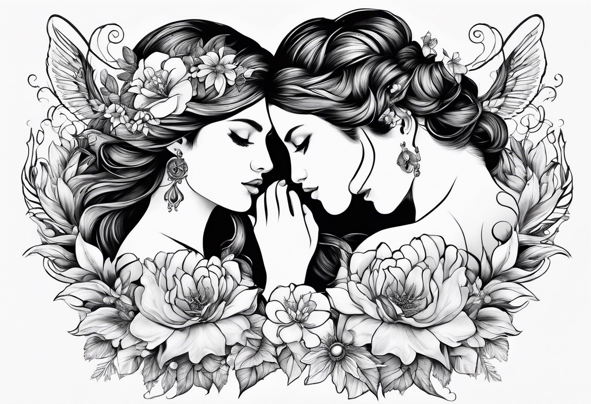 Twins, Pisces, aquarius, Capricorn, flowers tattoo idea