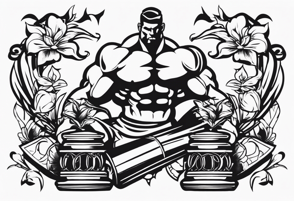 Simple design with elements linked to bodybuilding  travel and freedom , no people tattoo idea