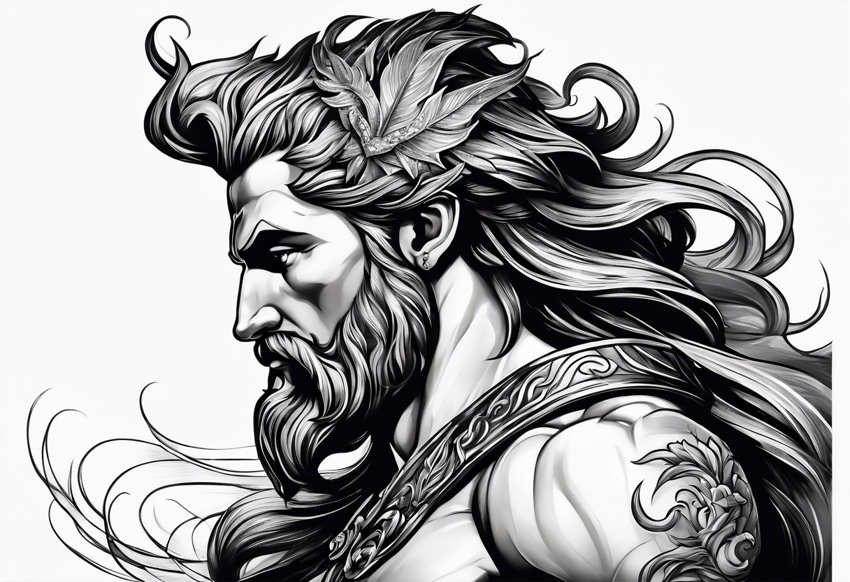 Poseidon side profile tattoo idea