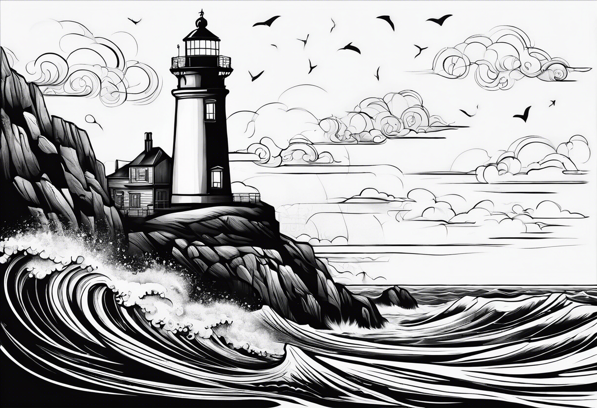 mat  de voilier en forme de phare marin. tattoo idea