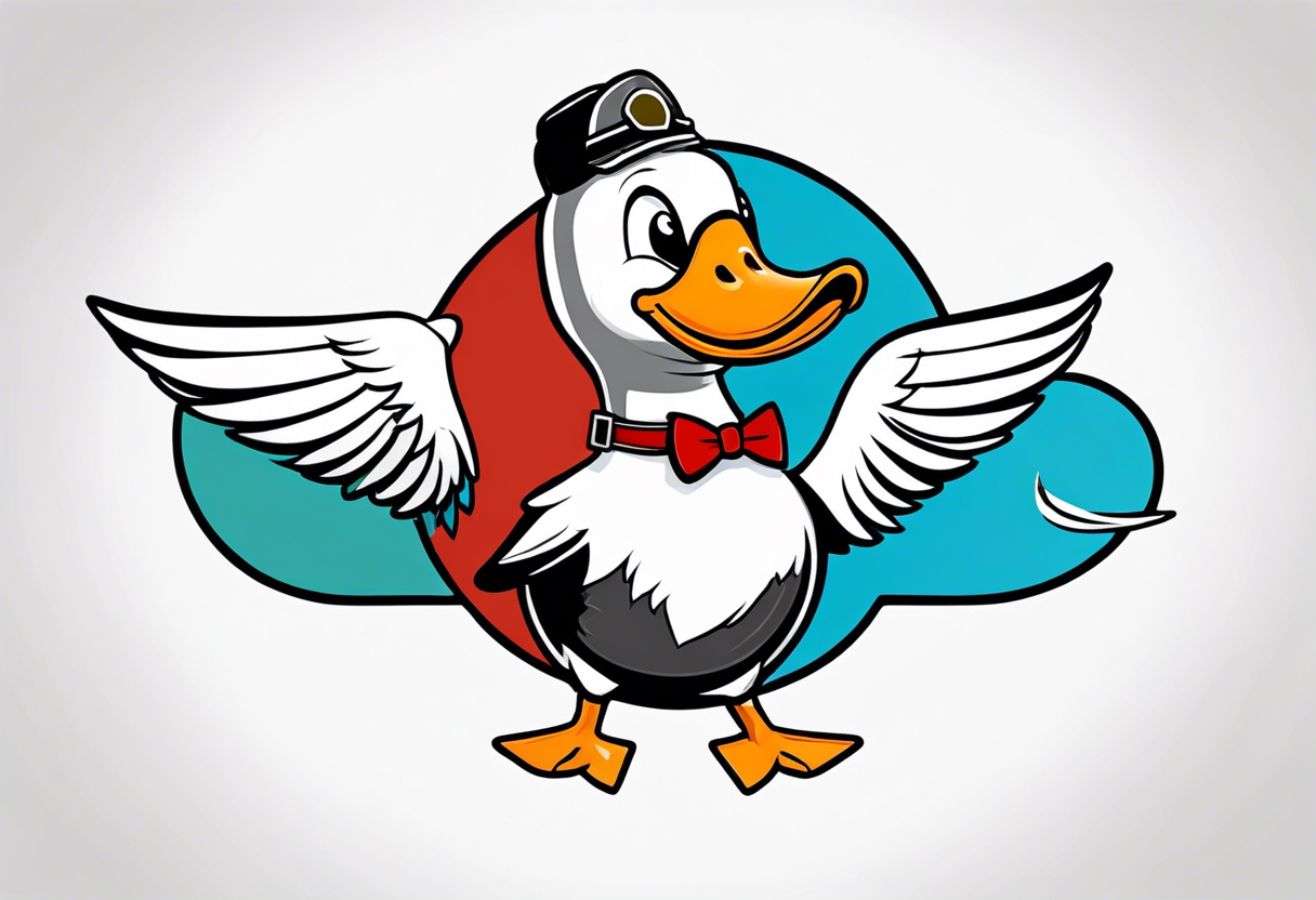 A silly goose dressed as an aviator tattoo idea