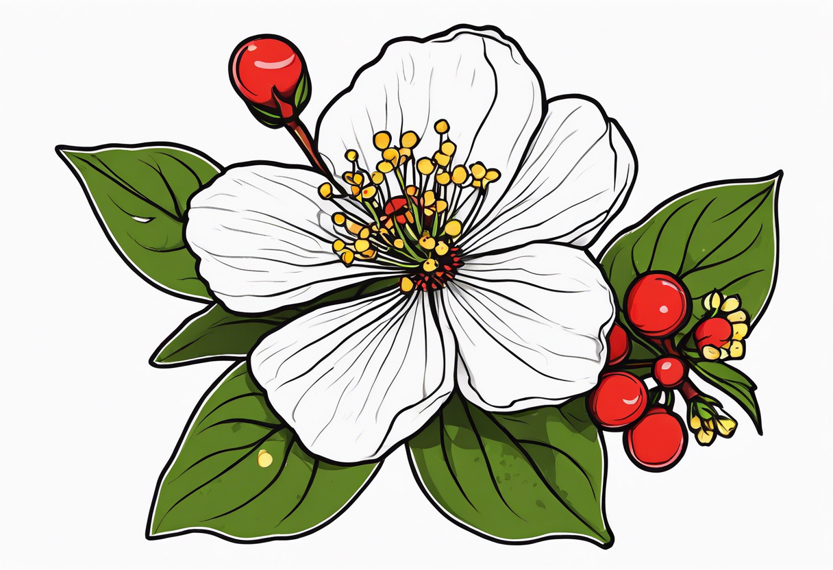 Hawthorn flower with Saturn tattoo idea