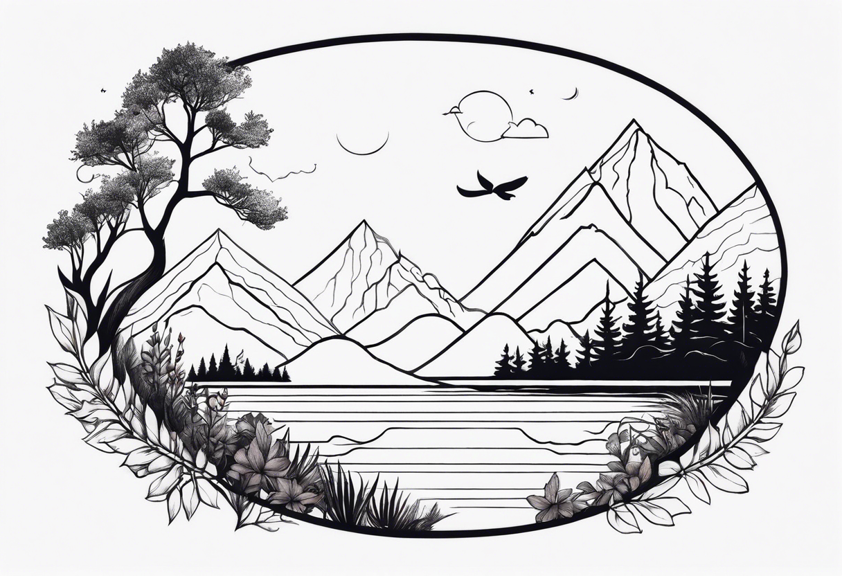 Horizontal tattoo inspired by nature that will go across thigh tattoo idea