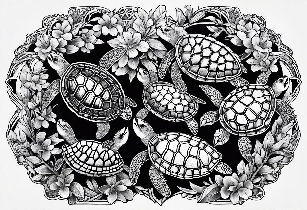 Honey comb, 5 turtles, Russian olive tree tattoo idea