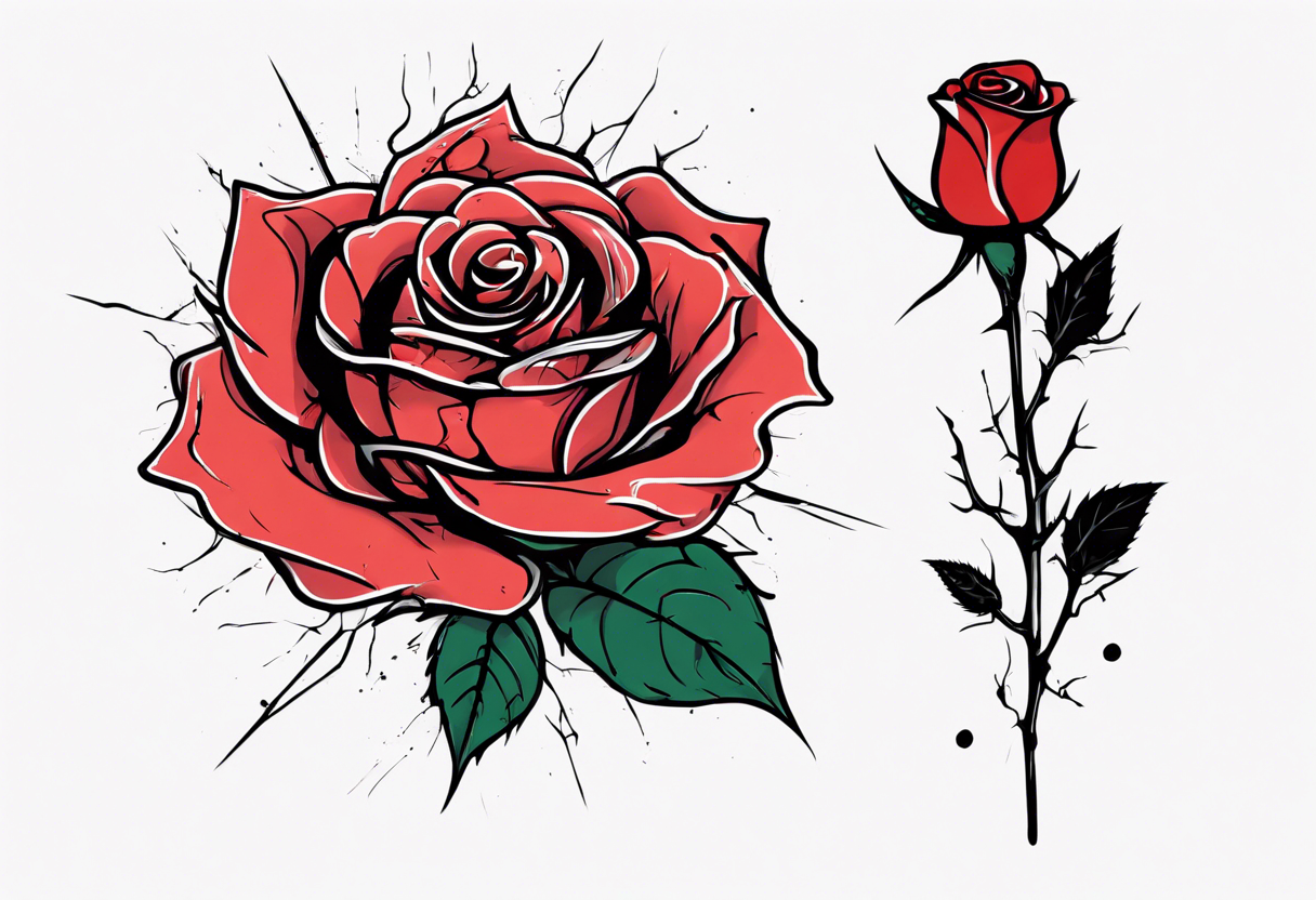 Red rose with banner traditional tattoo design, Hand drawn old school tattoo  style roses with ribbons isolated on white background. Stock Illustration |  Adobe Stock