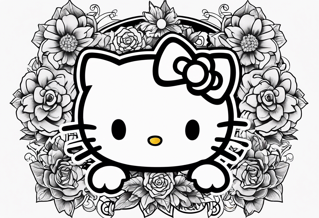 cute tattoo hello kitty and kurumi  sketches for girls in 21 century tattoo idea