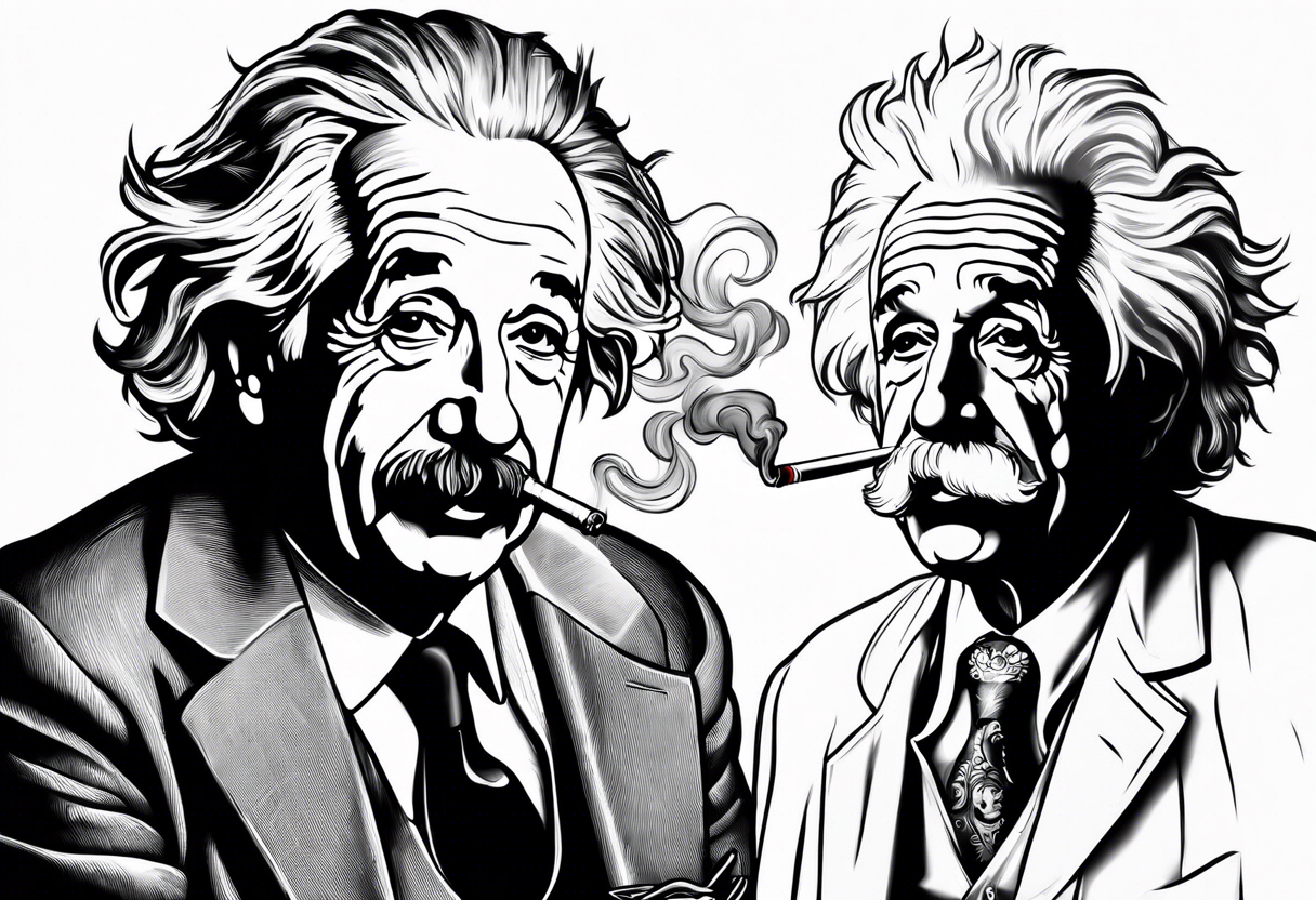 albert einstein smoking cigarette tattoo idea