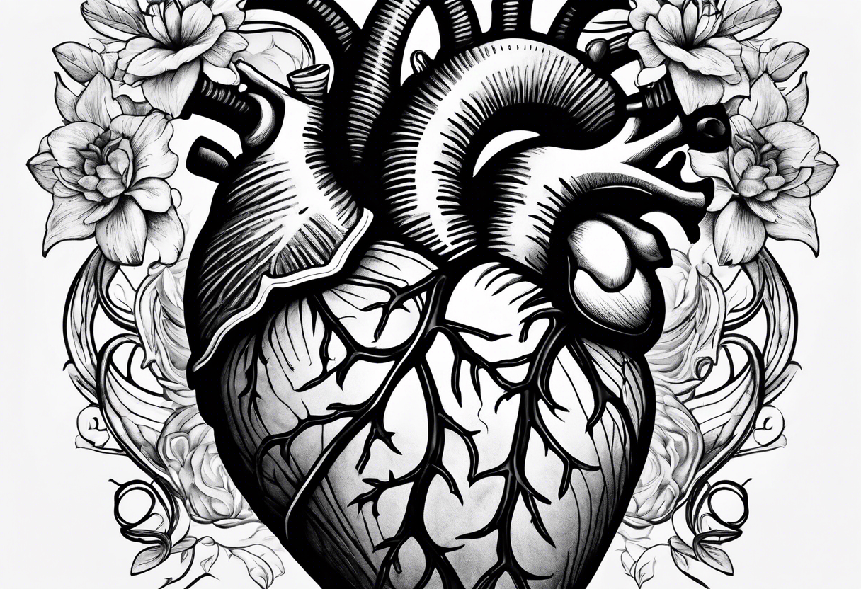 Anatomical heart tattoo idea