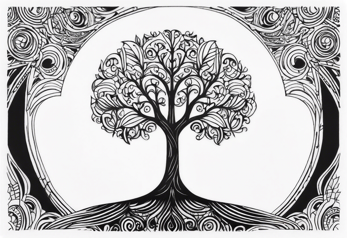 Tree with round symbol at the nottom tattoo idea