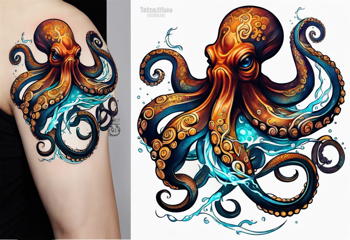 Electric octopus natural tattoo idea