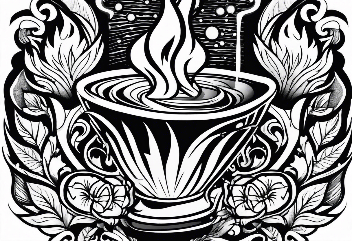 Fire comes from a drink tattoo idea