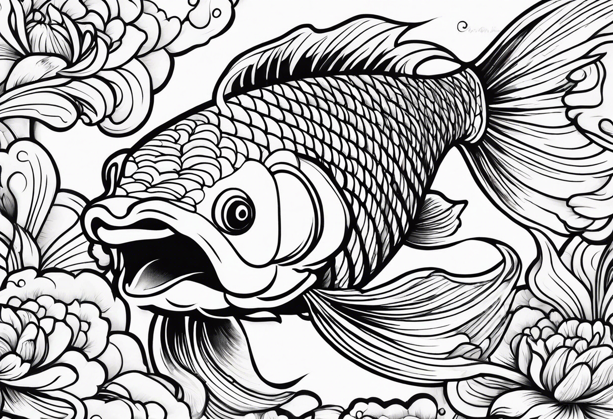 a koi fish in but more animated tattoo idea