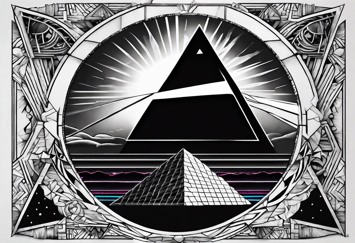 prism stone dispersing light ray like on pink floyd album cover tattoo idea