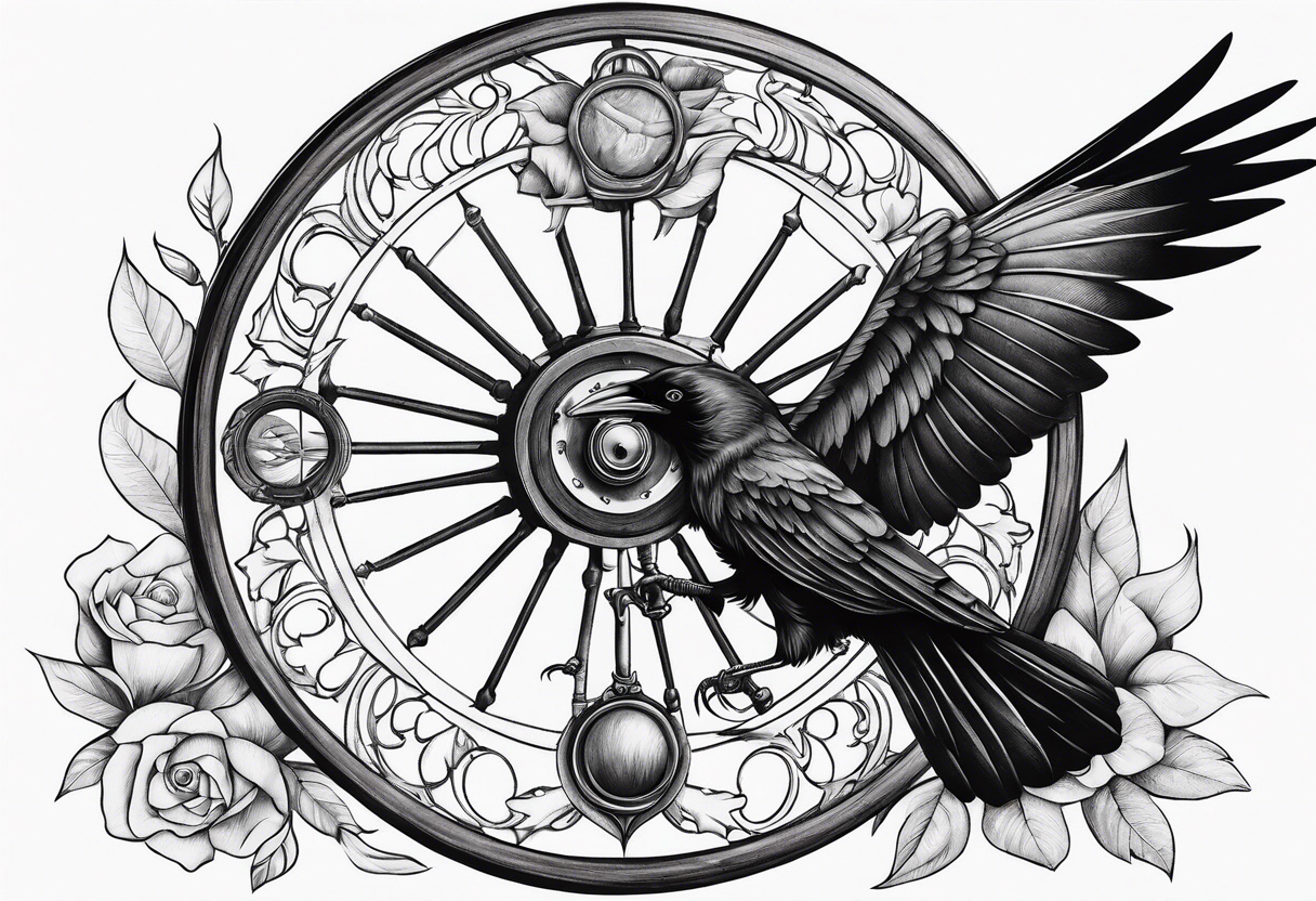 Magnificent with spinning wheel and crow from sleeping beauty tattoo idea