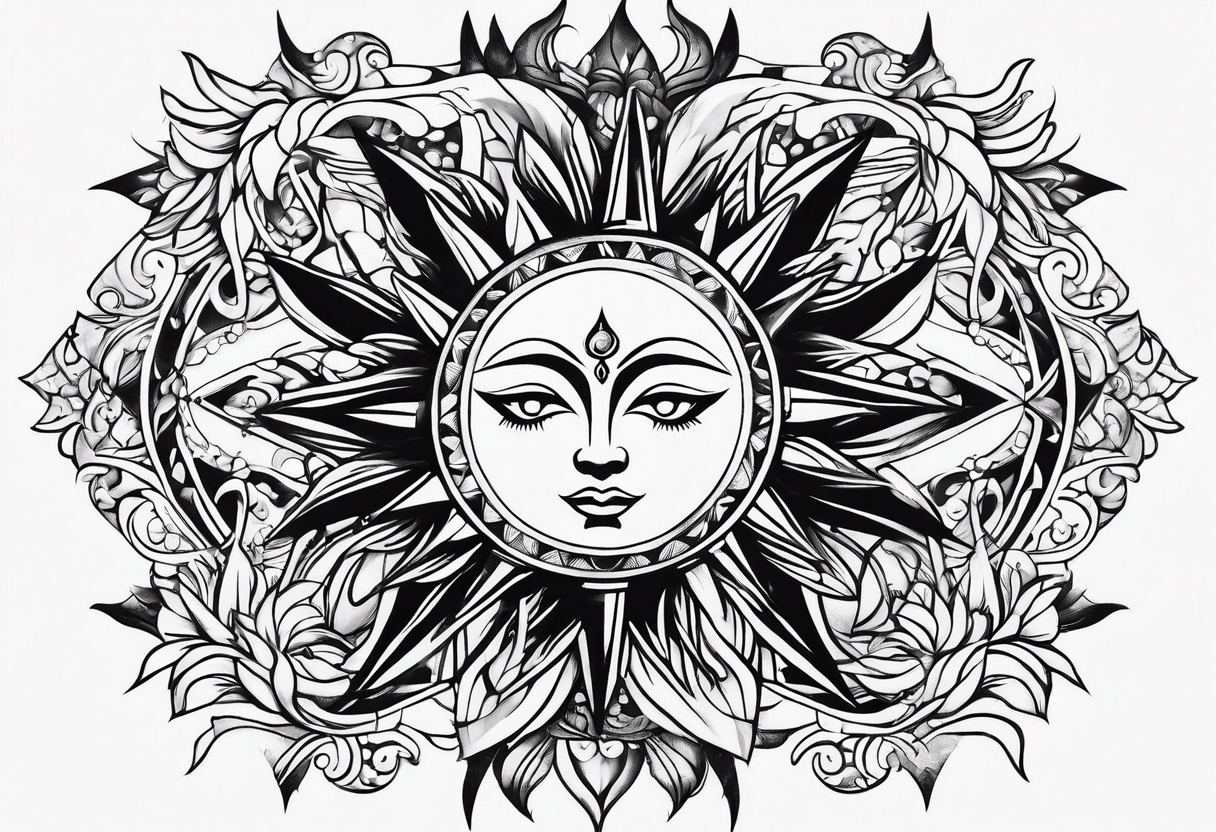 Negative space sun tattoo idea