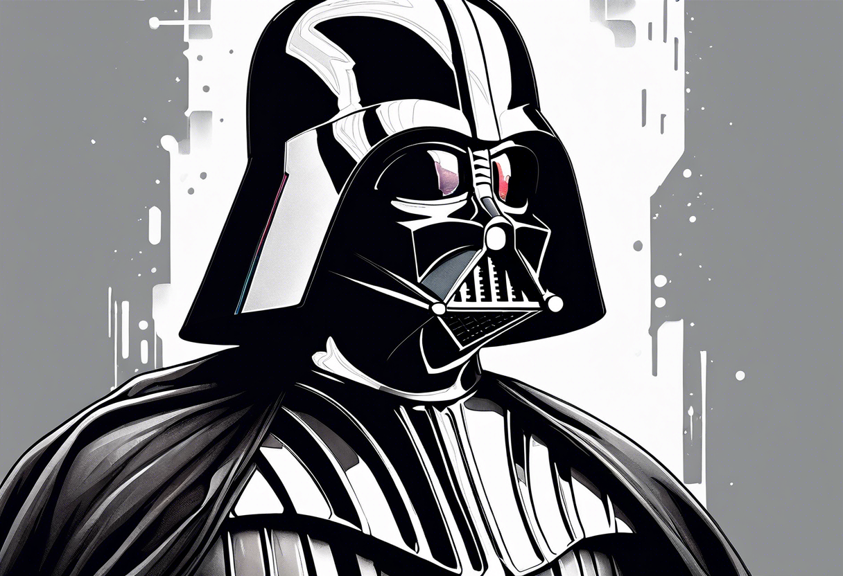 Darth Vader with broken helmet showing real face tattoo idea