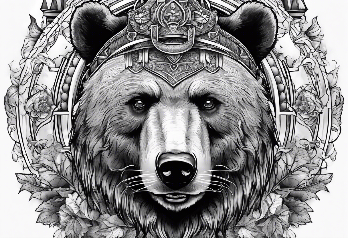 bear and helm on forearm tattoo idea