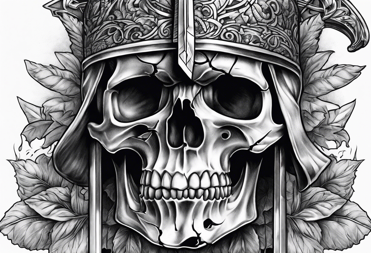 Sword through a broken skull tattoo idea