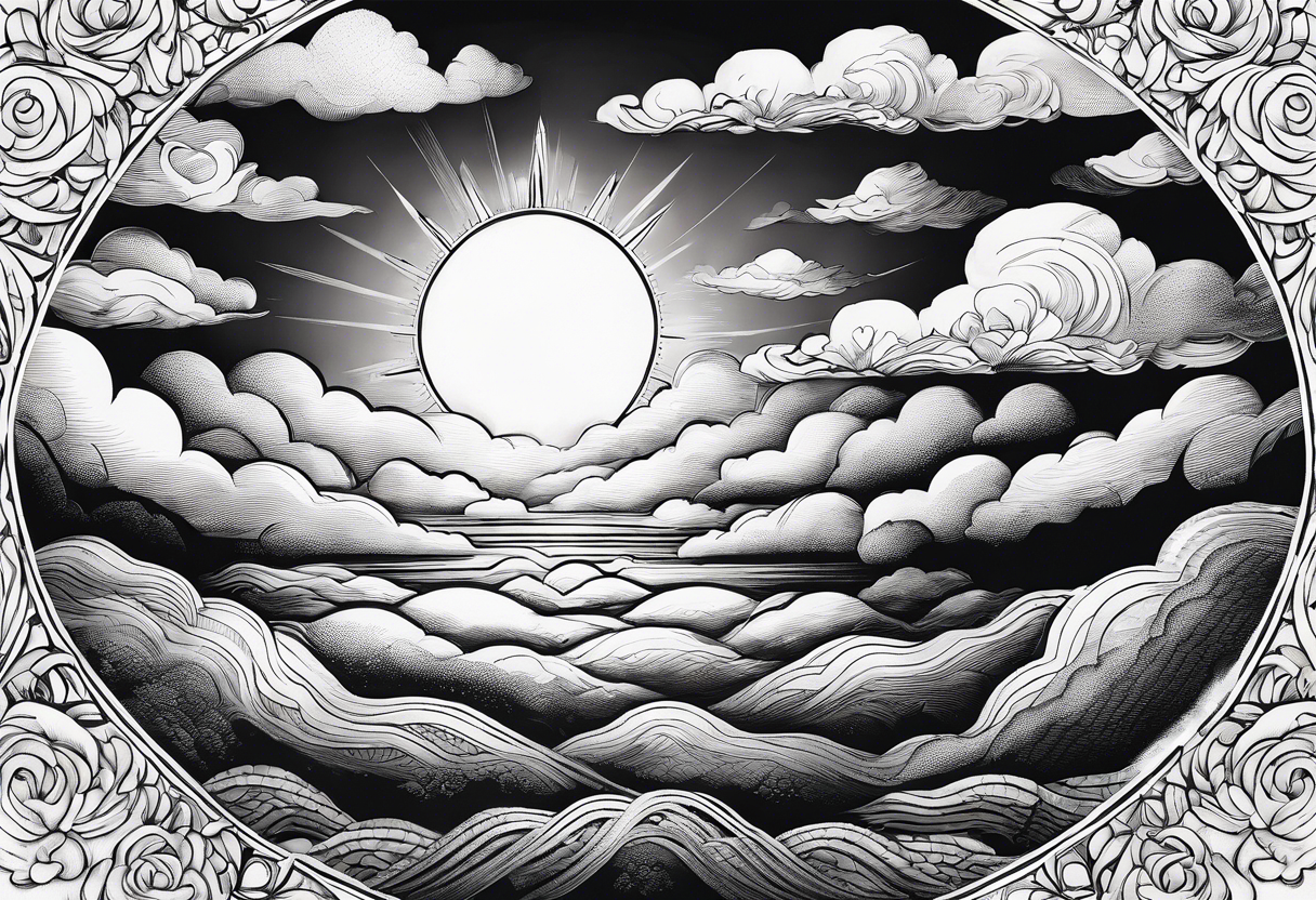 The sun shining over the clouds tattoo idea