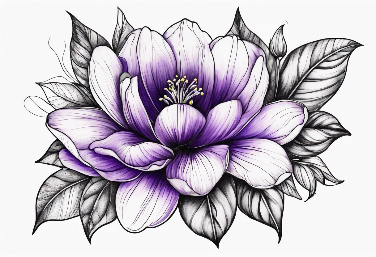 Violet flower tattoo idea