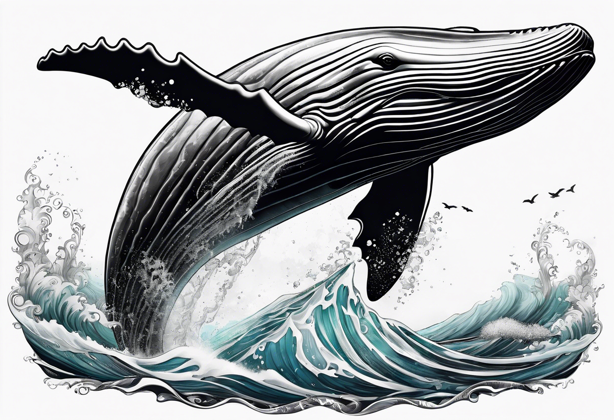 humpback whale on white background, black and white fit in picture tattoo idea