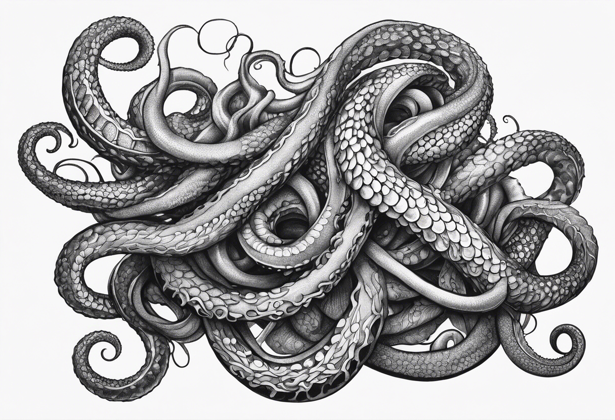 natural real entwined tentacle tattoo idea