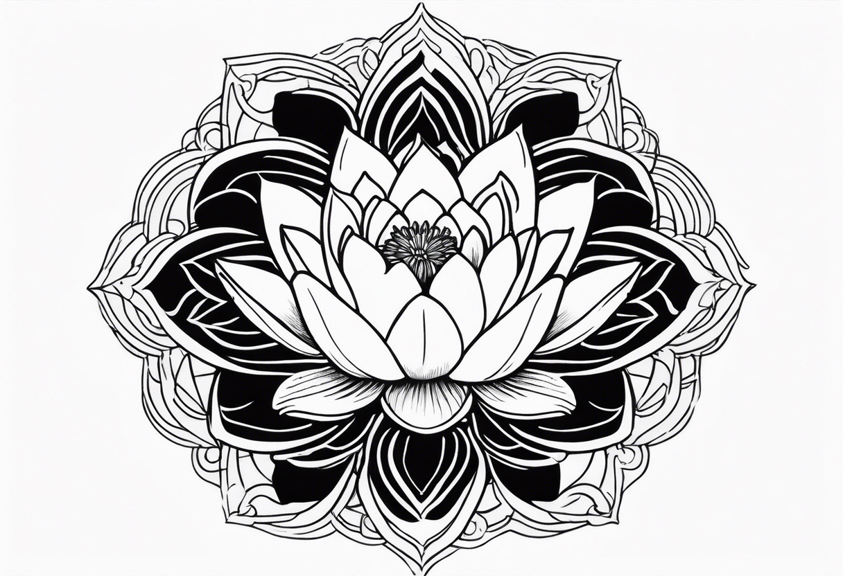 Water lilly on top of hour glass with black background tattoo idea