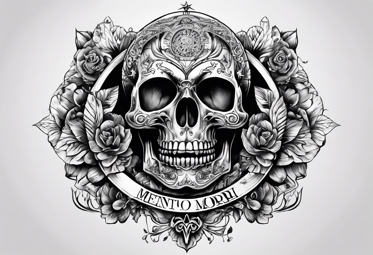 The words Memento Mori, With a time skip in the middle of it tattoo idea