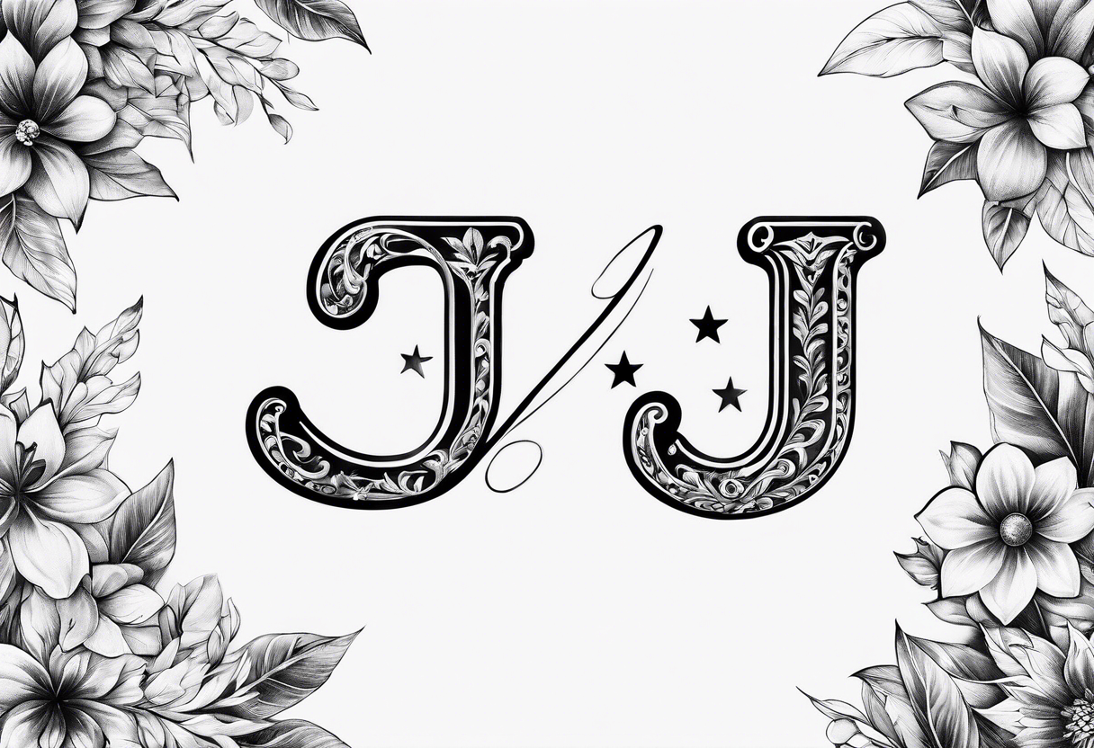 two stars with small stars shaped like the letter J tattoo idea