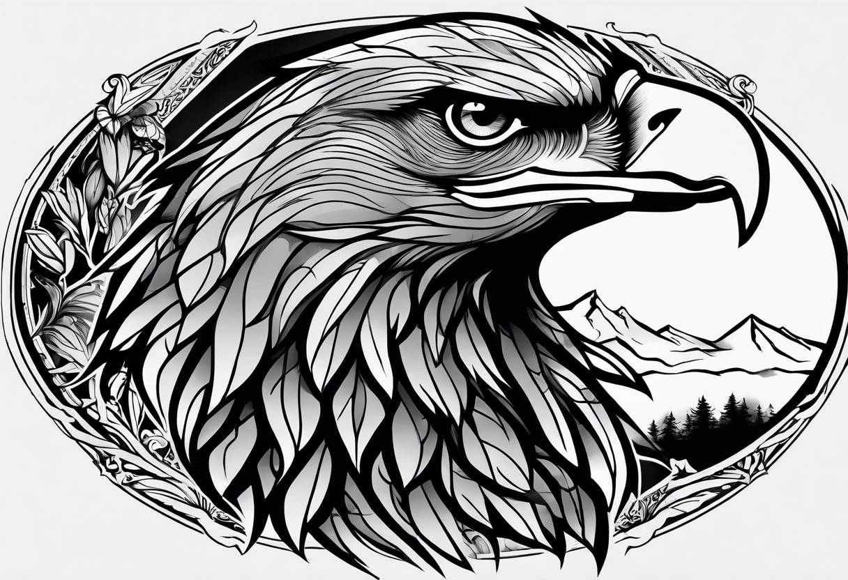 Hawk, Wolf, Nature Scenery, names Grayson, Bennett, Layden, Xavian, Amelia, Braxton tattoo idea