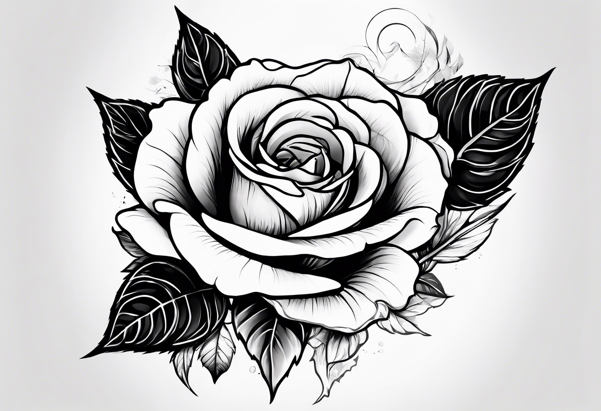 Composition of a rose with a map of the world tattoo idea