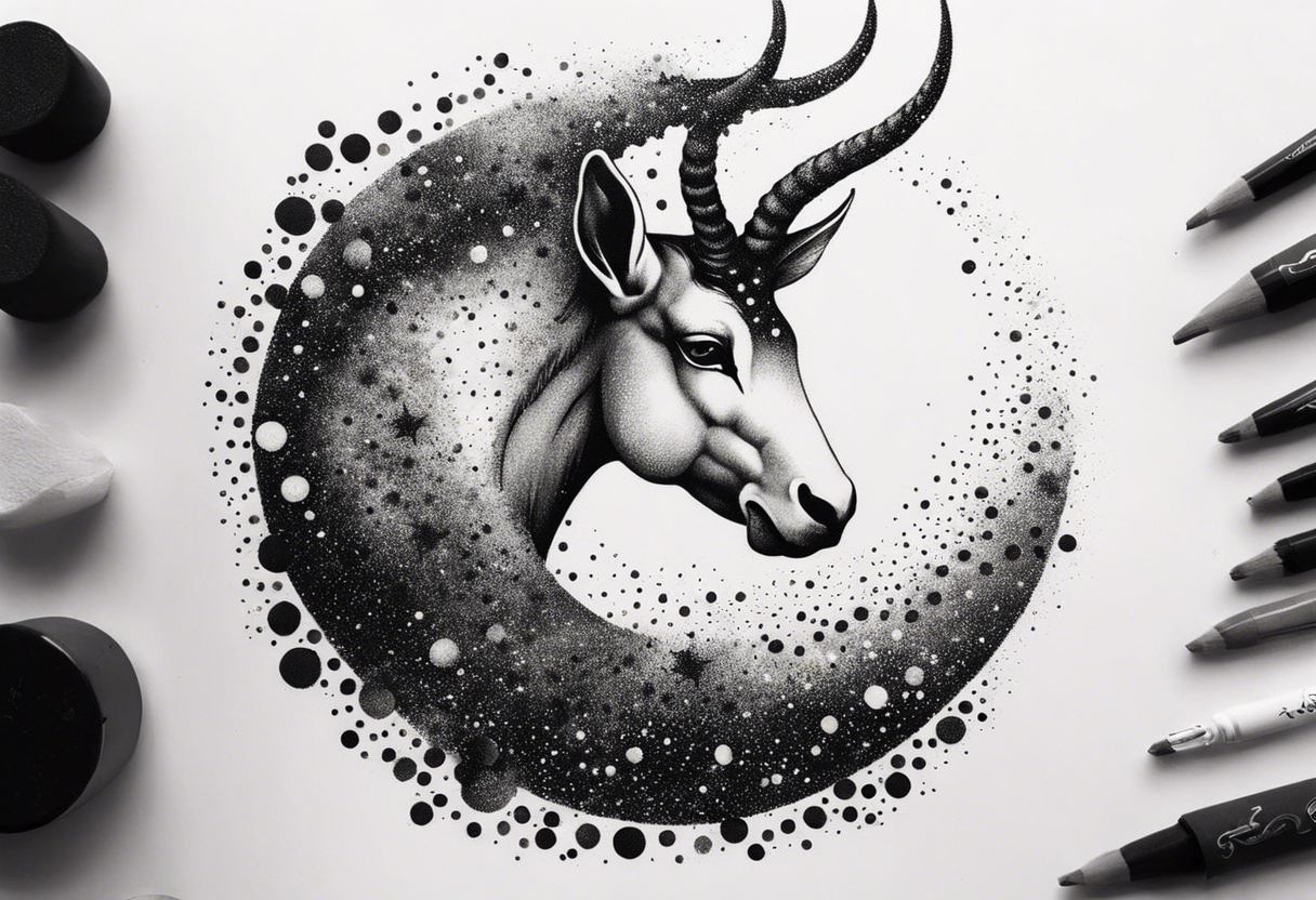 exploding capricorn tattoo idea